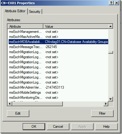用ADSIEDIT修改DAG中成员属性来执行恢复安装（setup /mode:RecoverServer）_DAG恢复_04