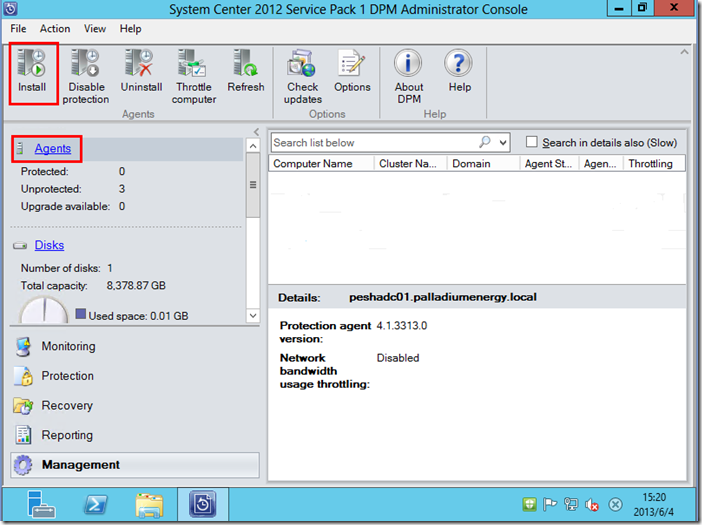 System Center 2012 SP1 Data Protection Manager 配置磁盘与安装代理_控制台_11