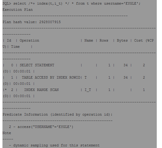 Oracle技术之索引与Null值对于Hints及执行计划的影响 _索引_02