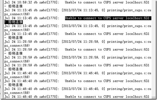 Unable to connect to CUPS server localhost:631_samba