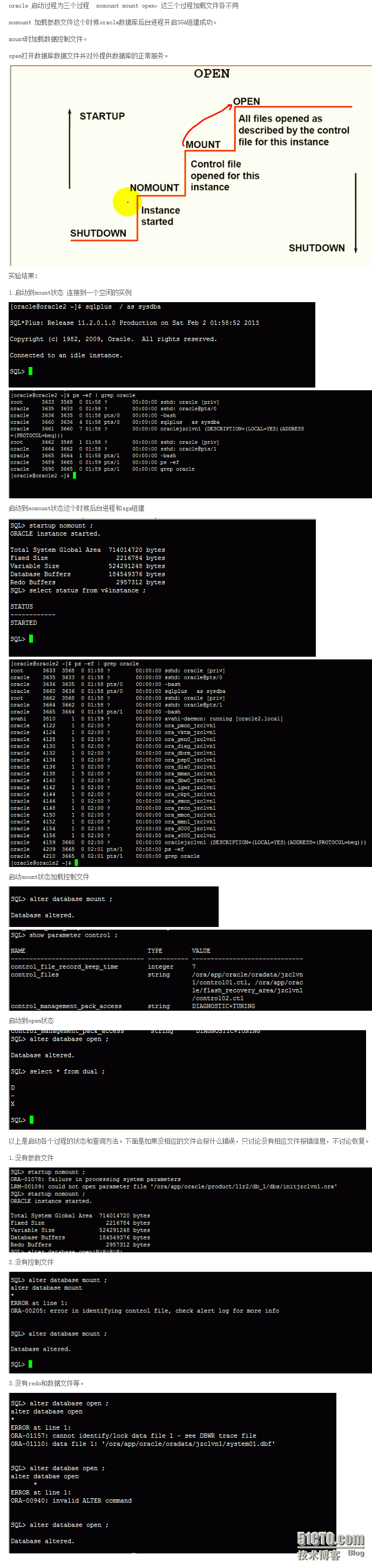 ORACLE启动过程_ORACLE启动过程