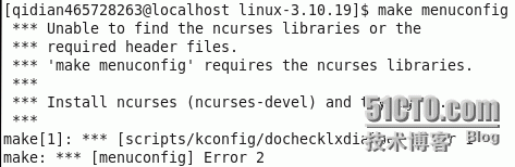 菜鸟学习linux之make menuconfig报错_linux