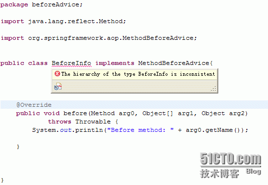 The hierarchy of the type BeforeInfo is inconsistent_Spring