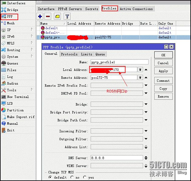 ROS  vpn (pptp) 配置及端口绑定配置_端口绑定_03