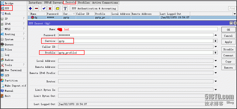 ROS  vpn (pptp) 配置及端口绑定配置_端口绑定_06