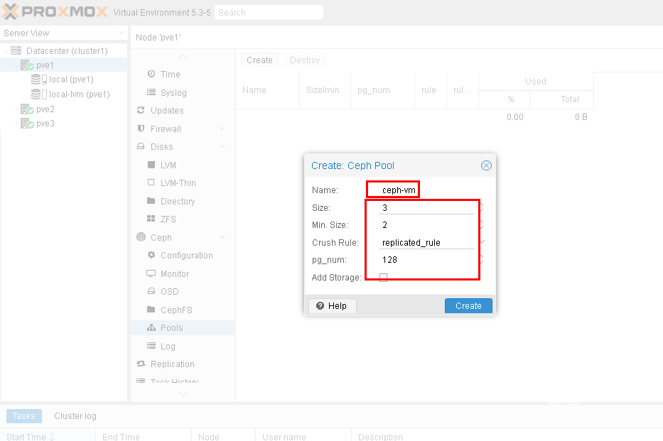 ProxmoxVE 之 5.3集群安装及使用ceph_ceph_09