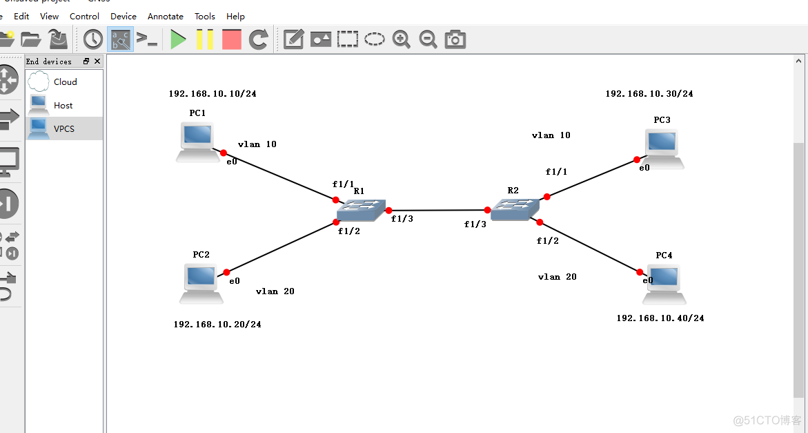 GNS3（Cisco）利用trunk实现跨交换机配置vlan_GNS3_05