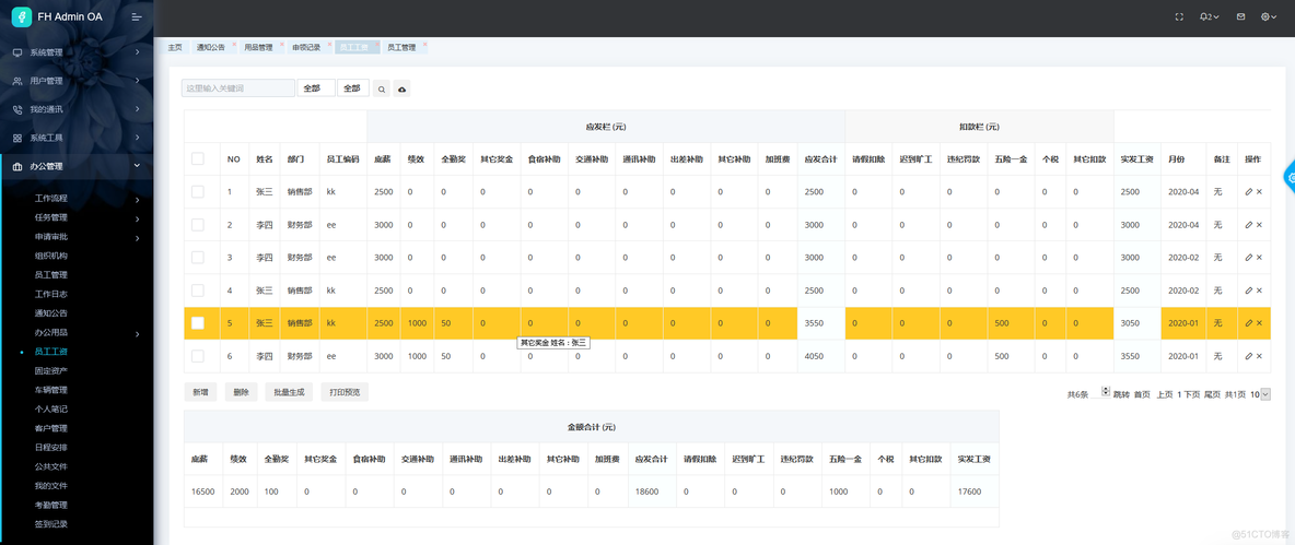 OA办公系统 Springboot vue 前后分离 跨域 Activiti6 工作流 集成代码生成_OA办公系统