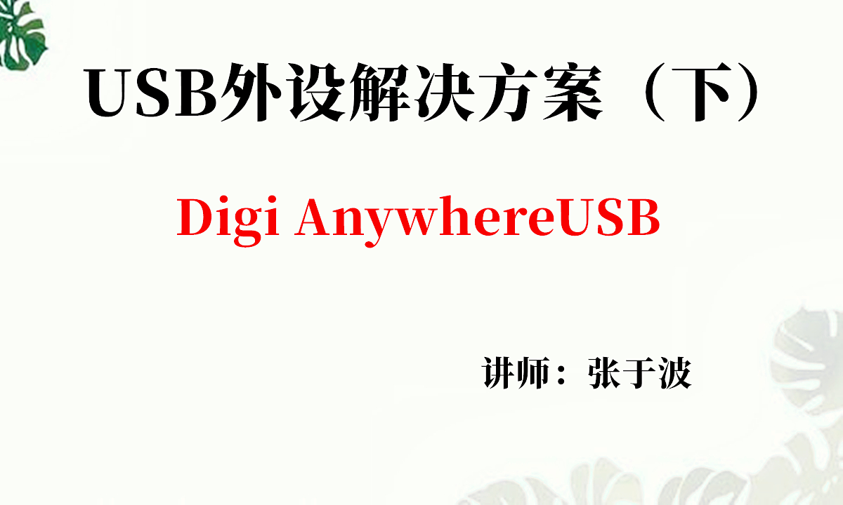 USB外设解决方案（下）- Digi AnywhereUSB视频课程