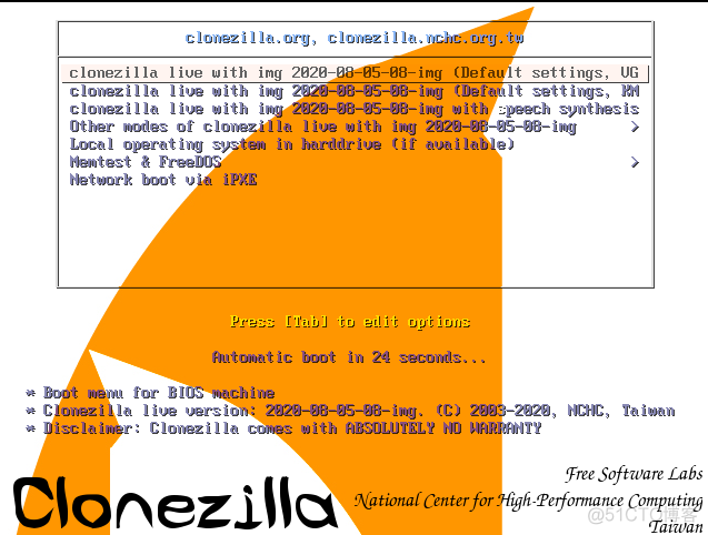 使用再生龙(clonezilla)制作系统还原盘及恢复镜像并测试恢复（命令行方式）（三）_命令行_05