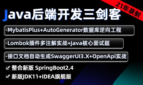 21年新MybatisPlus+Swagger3.x+SpringBoot2.4视频教程