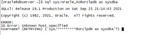 unknown host specified_oracle