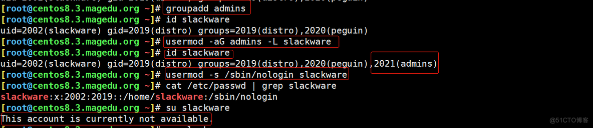 Linux系统中用户和组管理类命令的使用方法总结及练习_centos_09