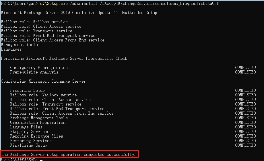 How uninstall Exchange 2019 on Windows Server Core 2022_uninstall_17