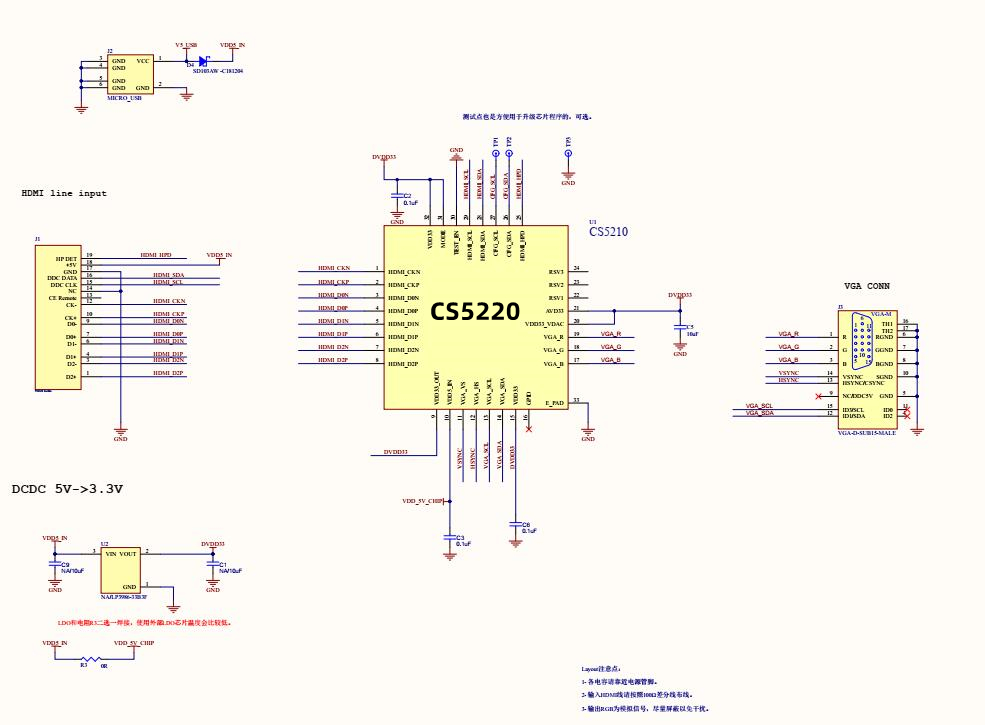 CS5220_HDMIi转VGA内置flash方案芯片规格书|CS5220HDMI转VGA(内置Flash可更新FW) ic_单片机_03