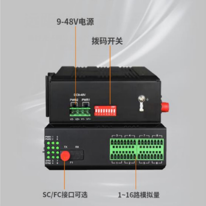 汉源高科工业级卡轨式1-16路4-20mA电流模拟量光端机_电流模拟量光端机_03