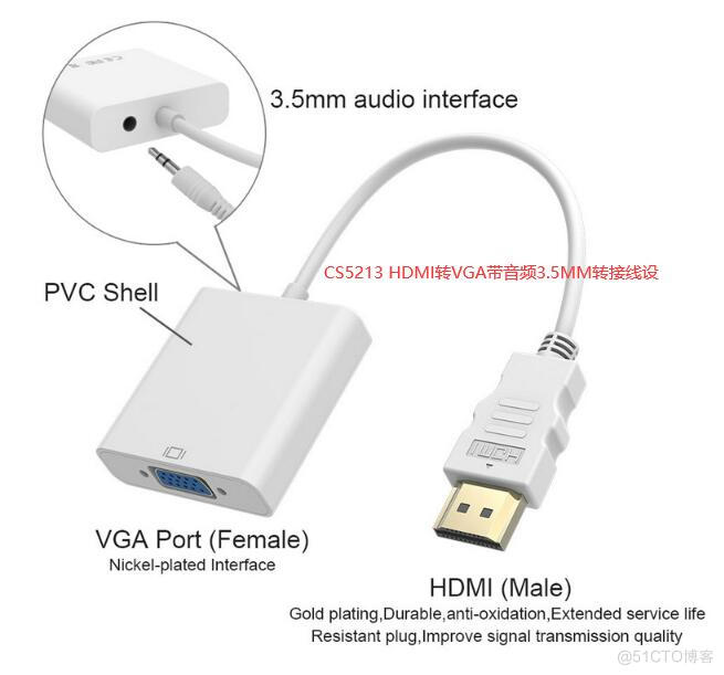 CS5213 HDMI转VGA带音频信号输出方案_HDMI转vga