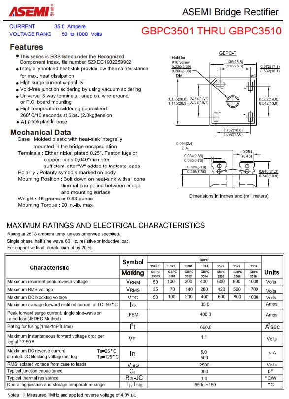 ASEMI整流桥GBPC3510参数，GBPC3510特征，GBPC3510应用_引脚_02