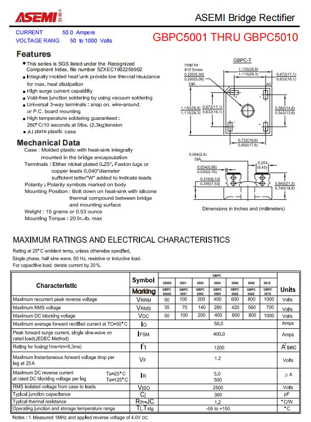 ASEMI整流桥GBPC5010，GBPC5010参数，GBPC5010大小_数据_02