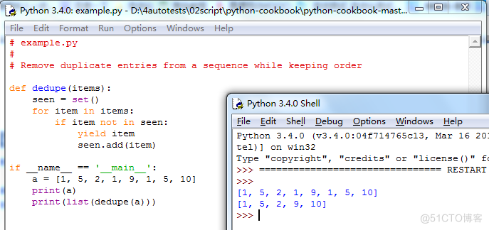 【python cookbook】【数据结构与算法】10.从序列中移除重复项且保持元素间顺序不变_解决方案