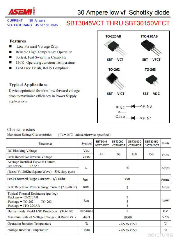 ASEMI肖特基二极管SBT30100VCT体积，SBT30100VCT大小_封装_02