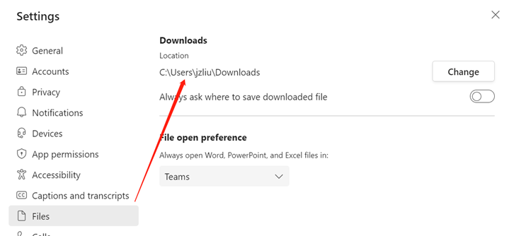 Microsoft 365 新功能快递：更改Teams中文件默认下载地址_存储位置_03