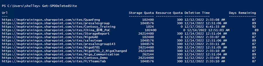 Microsoft 365 开发：通过Powershell预先排错已删除或者已存在的Site Collection_Powershell_03