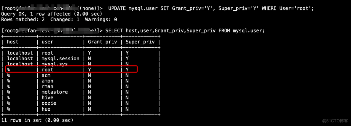 scm初始化的时候报com.mysql.jdbc.exceptions.jdbc4.MySQLSyntaxErrorException: Access denied for user 