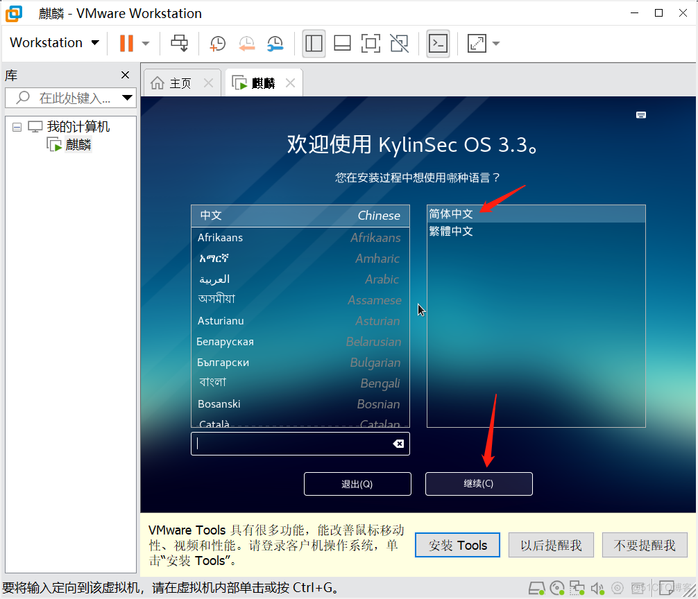 VMware Workstation Pro 安装各版本麒麟系统_centos_16