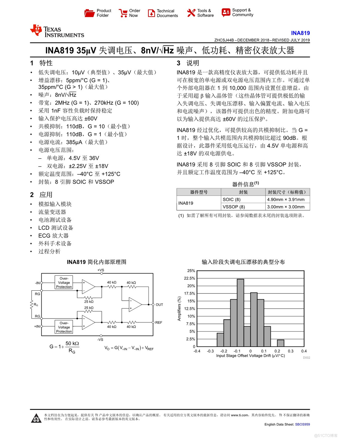 INA819 TI 德州仪器 电子元器件芯片_封装