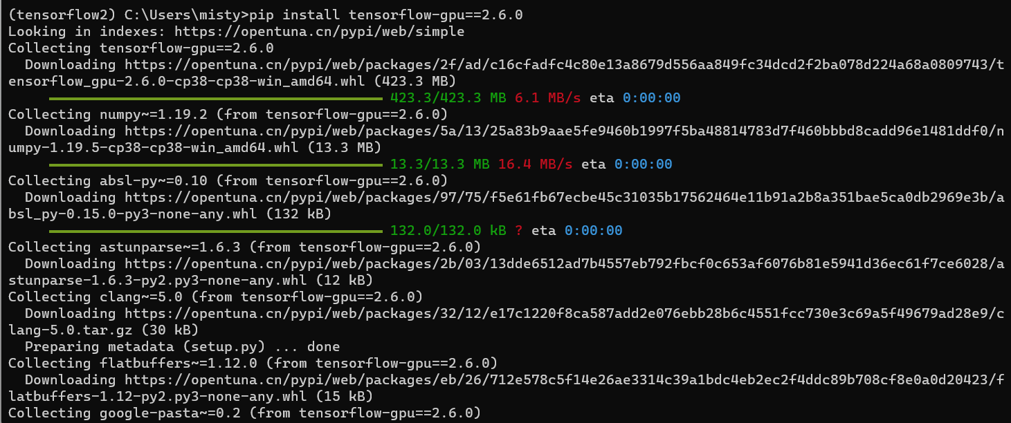 Install tensorflow-gpu==2.6.0_tensorflow