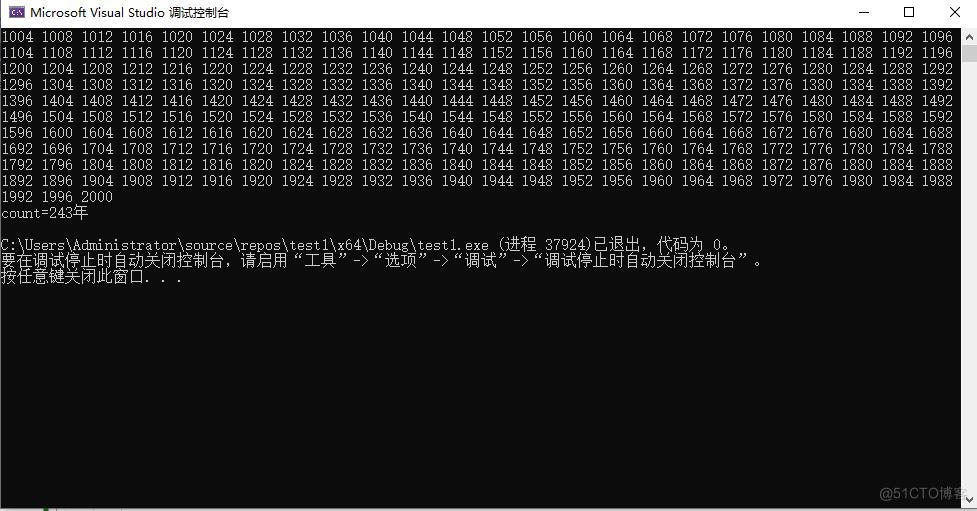 c语言作业之运用for循环语句，算出1000--2000年之间的闰年_整除