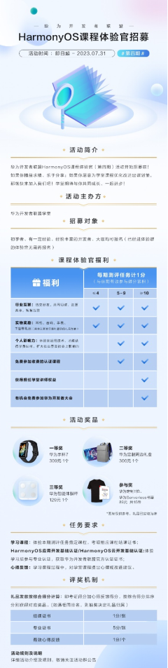 HarmonyOS课程体验官招募（第四期），寻找乐于分享，精益求精的伙伴-鸿蒙开发者社区