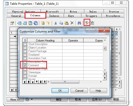 PowerDesigner物理模型用法总结_选项卡_04