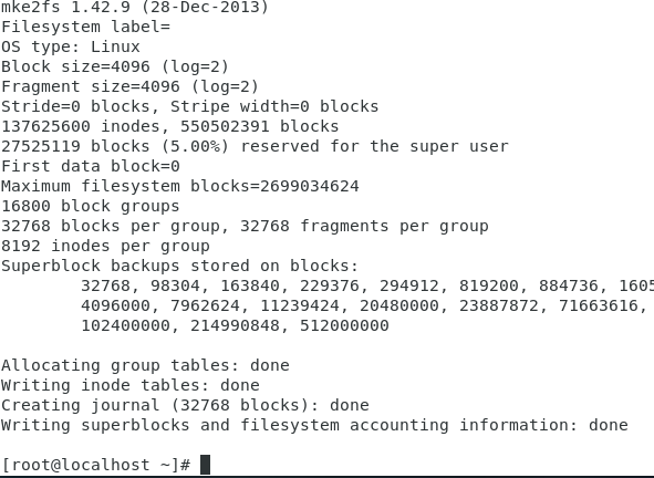 linux系统磁盘超过2T使用parted分区格式化并挂载_重启_04