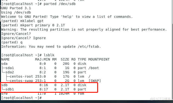 linux系统磁盘超过2T使用parted分区格式化并挂载_wx63ec6f40cd038的 