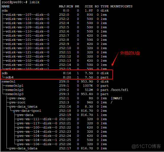 Proxmox VE 8虚拟机直通USB磁盘_下拉列表_02