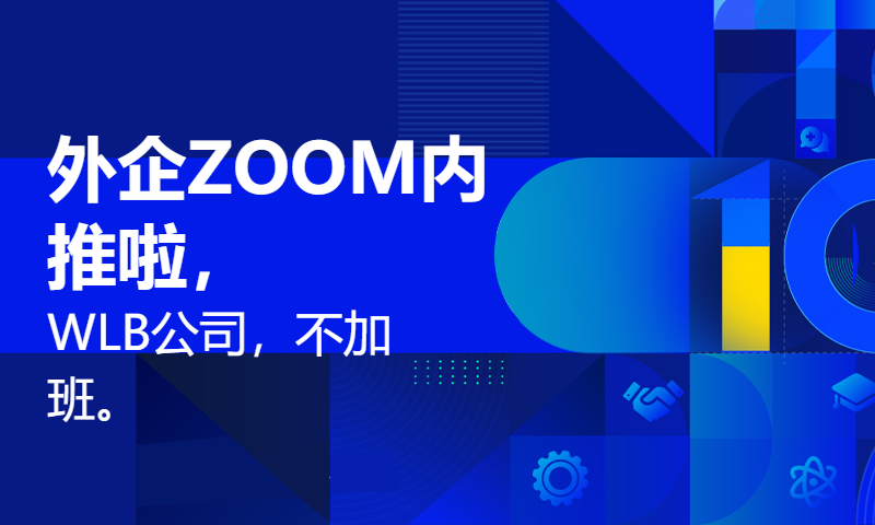 外企ZOOM内推啦，WLB公司，不加班。