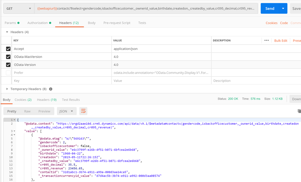 使用Dynamics 365 CE Web API查询数据加点料及选项集字段常用查询_java