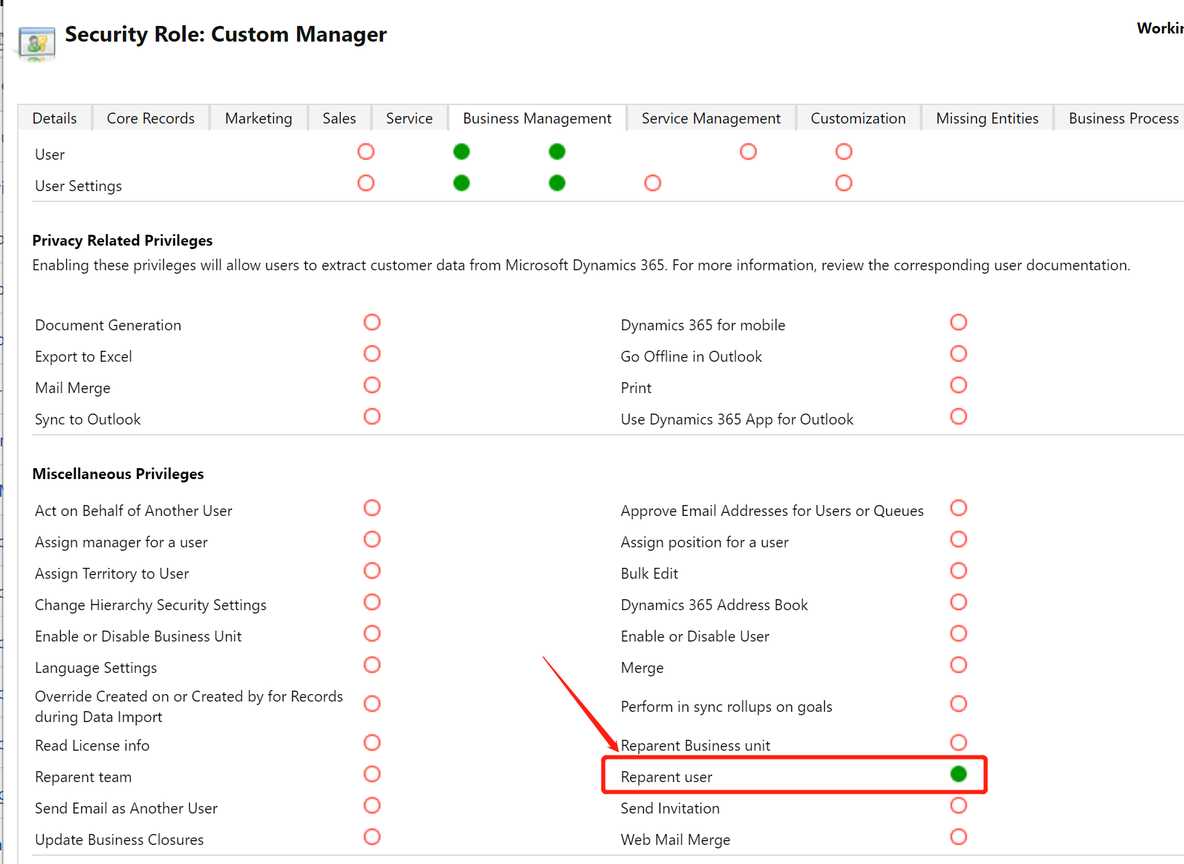 Dynamics 365需要的最小的权限用来更改用户的业务部门和角色_Dynamics 365_07