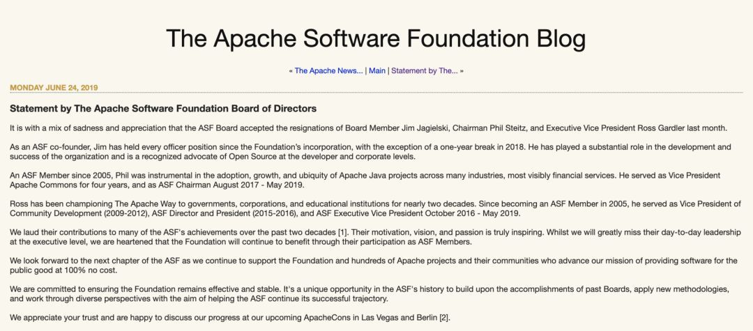 开源地震？Apache 基金会创始人、主席与执行副总裁三人离职_java_02