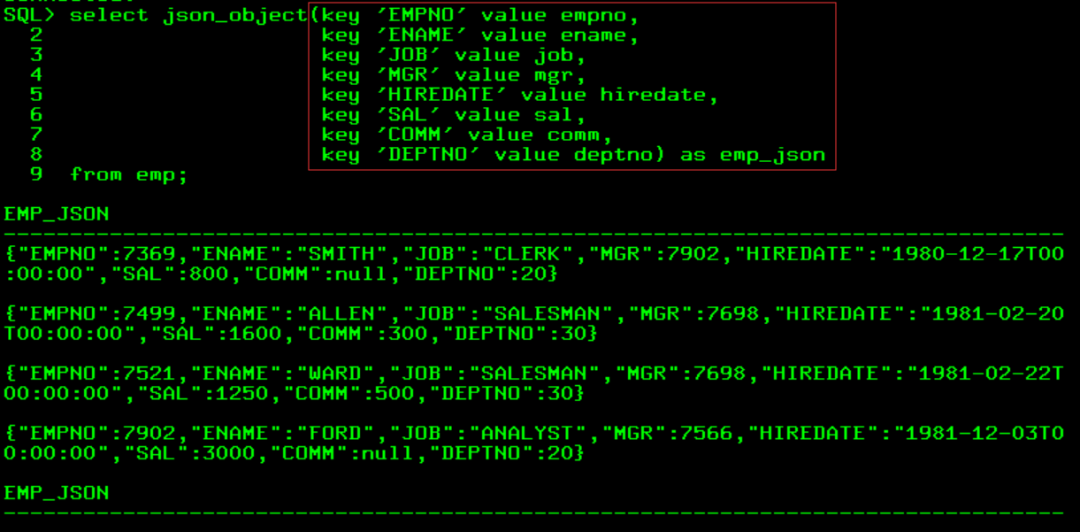 Oracle 19c Json Table Example