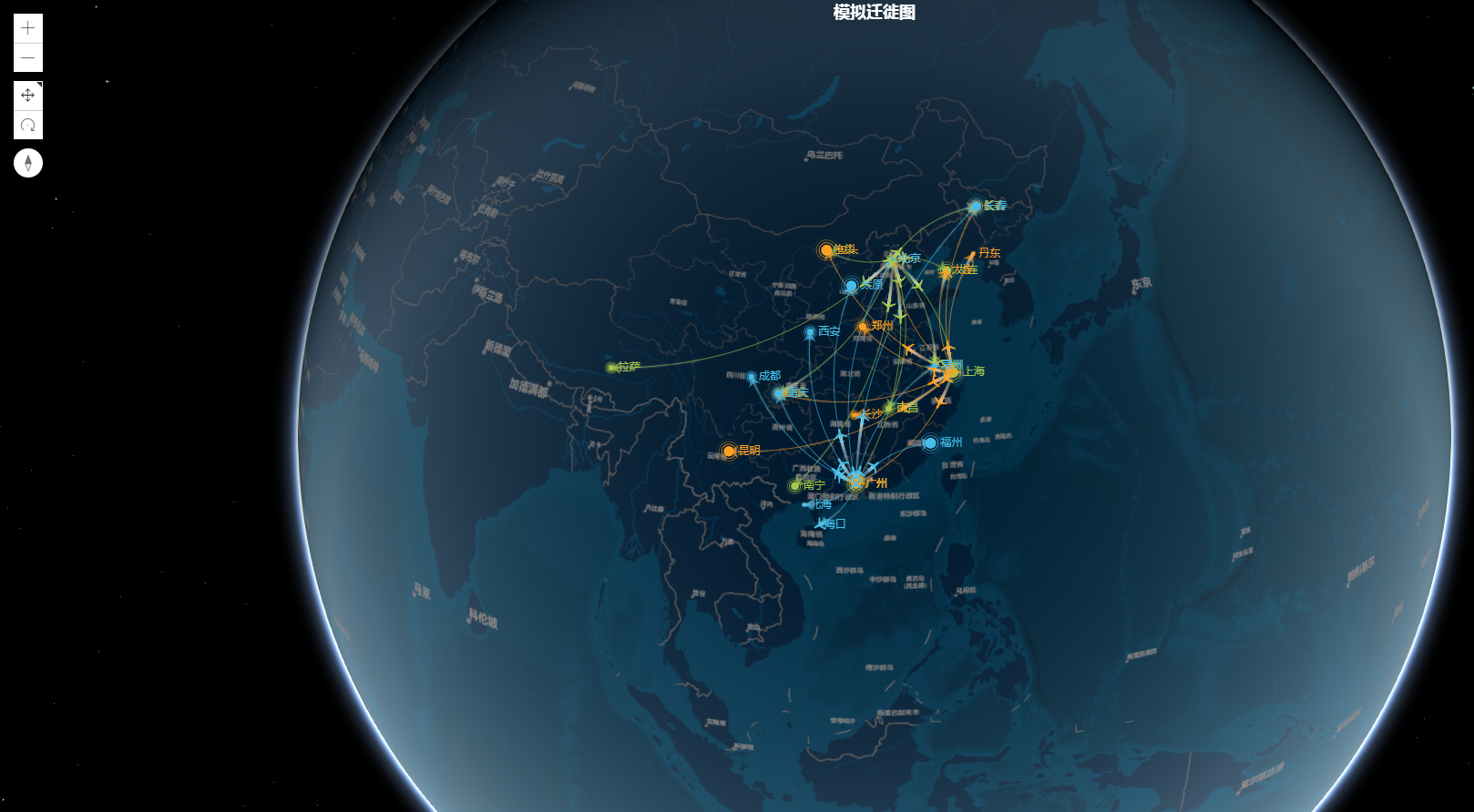 arcgis api 4.x for js 集成 Echarts4 实现模拟迁徙图效果（附源码下载）_arcgis api 4.x_02