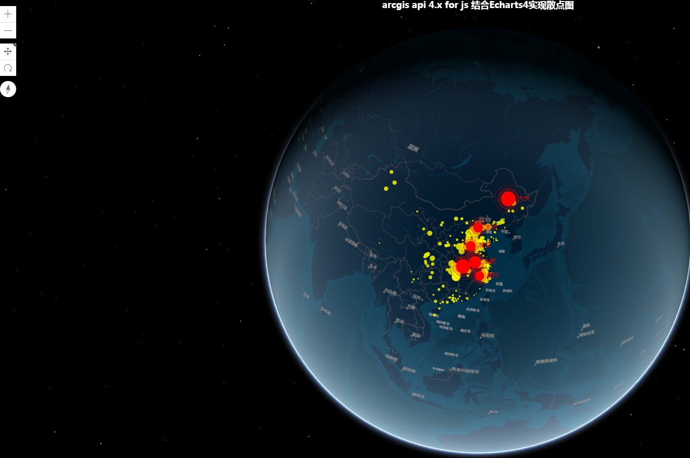 arcgisapi4xforjs結合echarts4實現散點圖效果附源碼下載