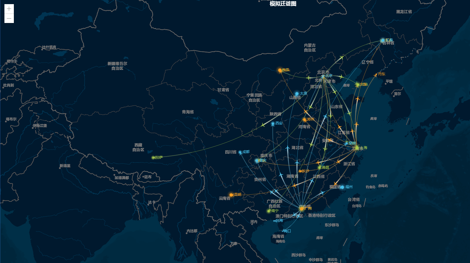 arcgis api 4.x for js 集成 Echarts4 实现模拟迁徙图效果（附源码下载）_arcgis api 4.x