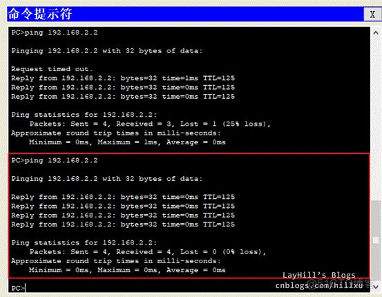 Cisio Packet Tracer 用三层交换机作为路由器实现静态路由、RIP、OSPF和单臂路由_命令提示符_08