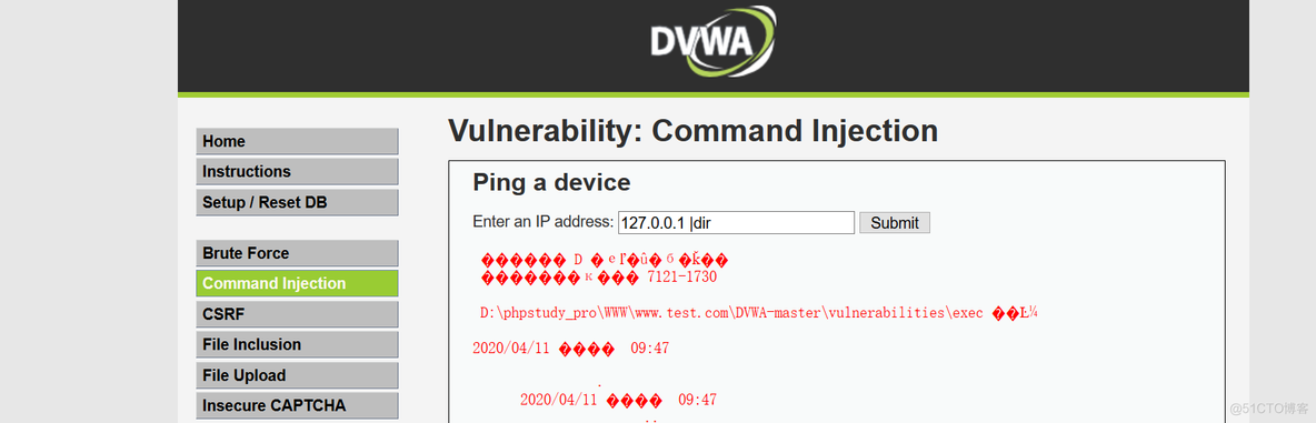 DVWA-对Command Injection(命令注入)的简单演示与分析_命令注入_03