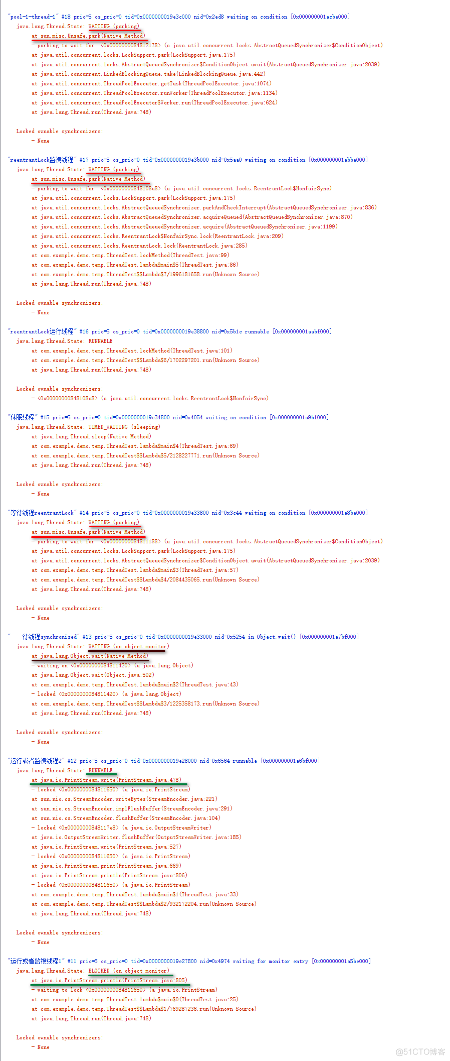 JVirtualVM 中线程状态（运行/休眠/等待/驻留/监视）解析_JVirtualVM_03