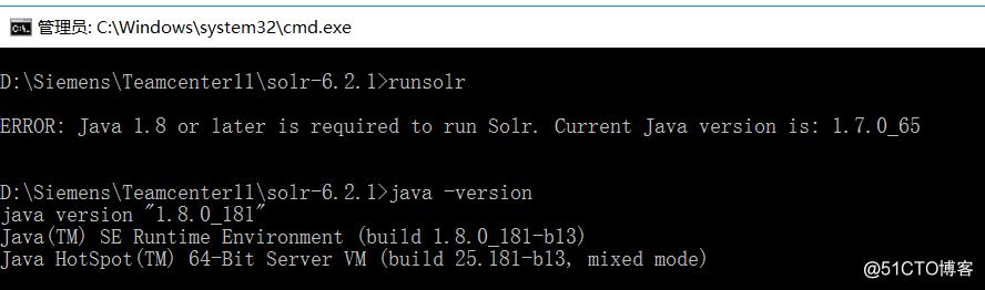 启动Solr提示Java版本低，无法启动的解决办法_Java_02
