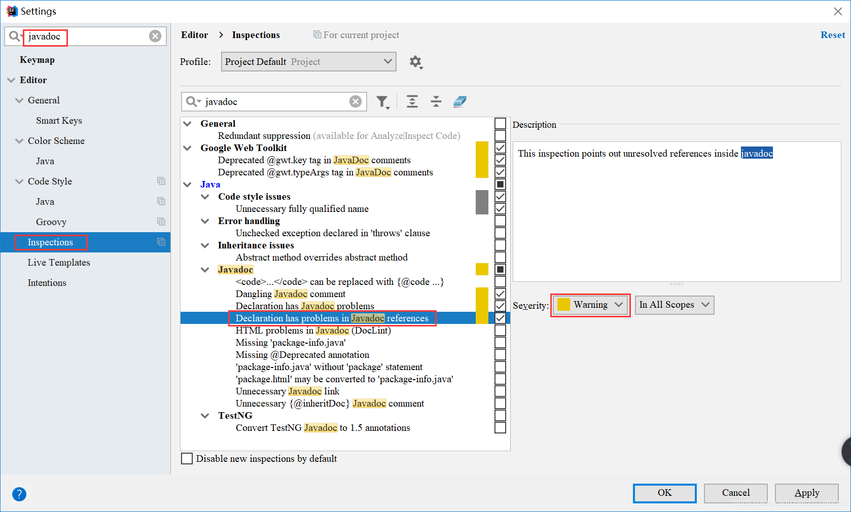 IntelliJ IDEA 取消@param注释中参数报错提示_IDEA